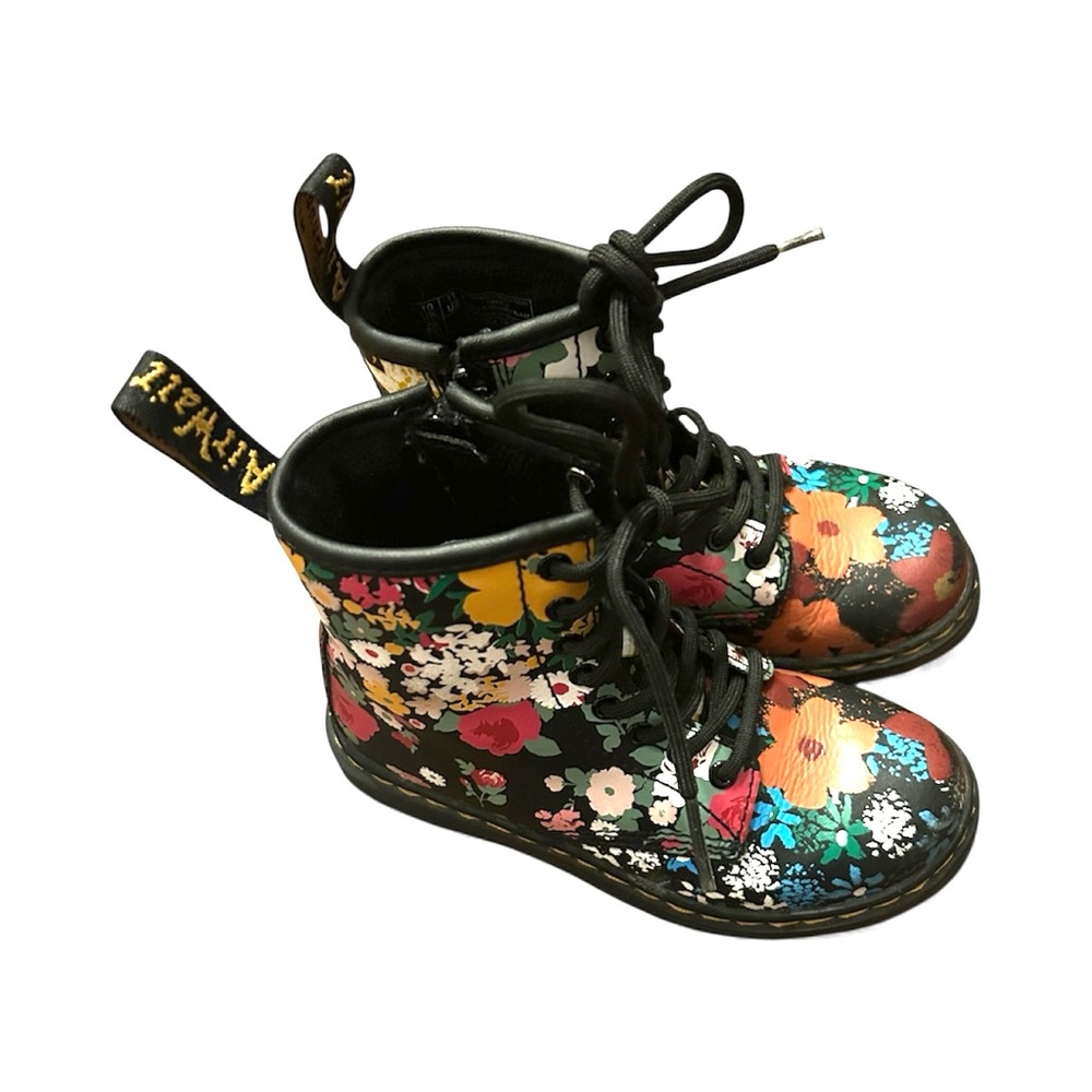 Dr. Martens Kids Floral Mash-Up Boots - Black and Multicolor